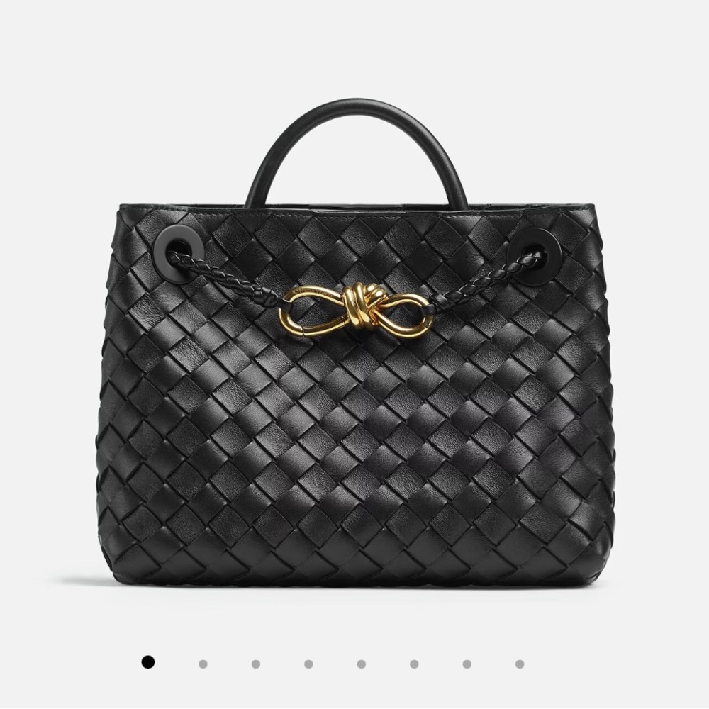 Bottega Veneta Black and Gold Crossbody Bag with Intrecciato Design